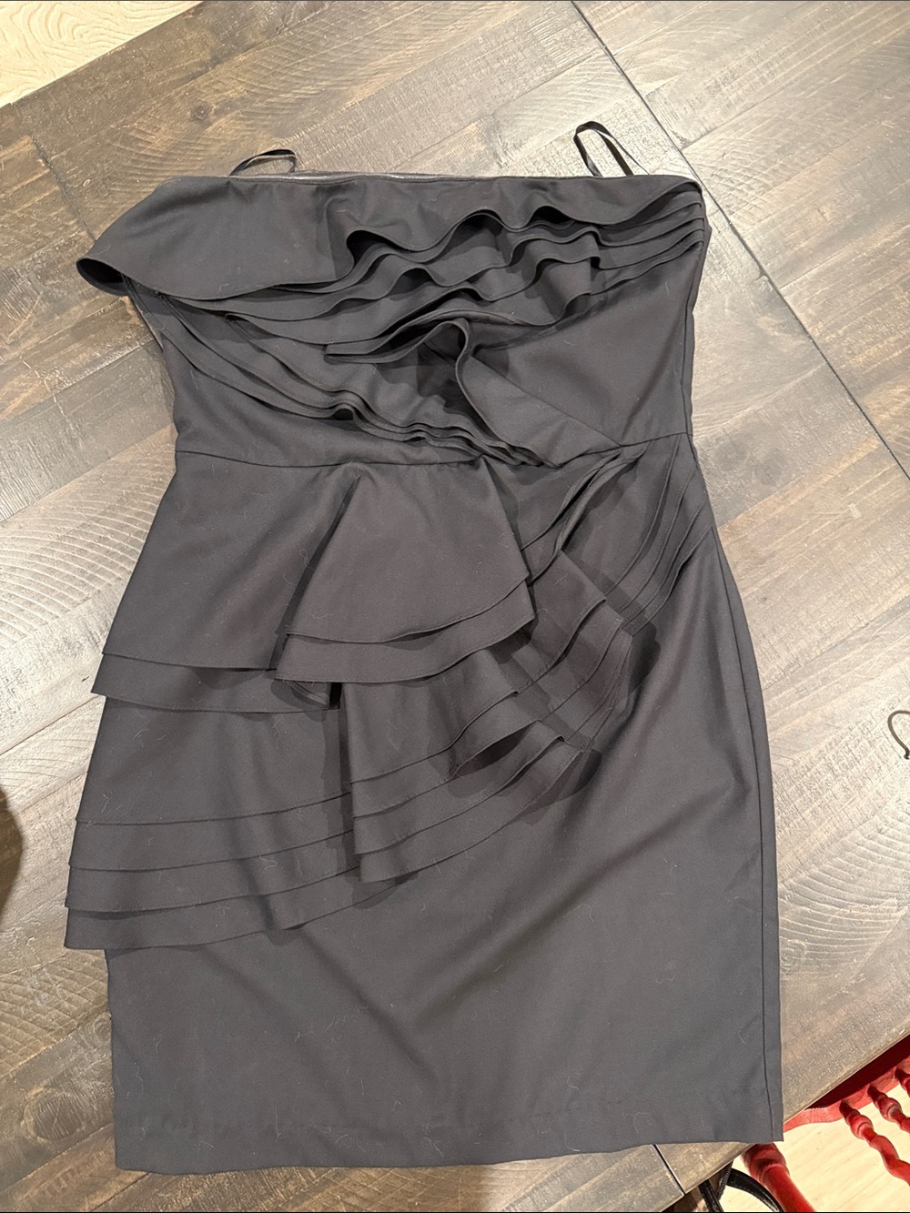 Aryn K. Elegant Black Strapless Above-the-knee Ruffle Cocktail Dress Size Large